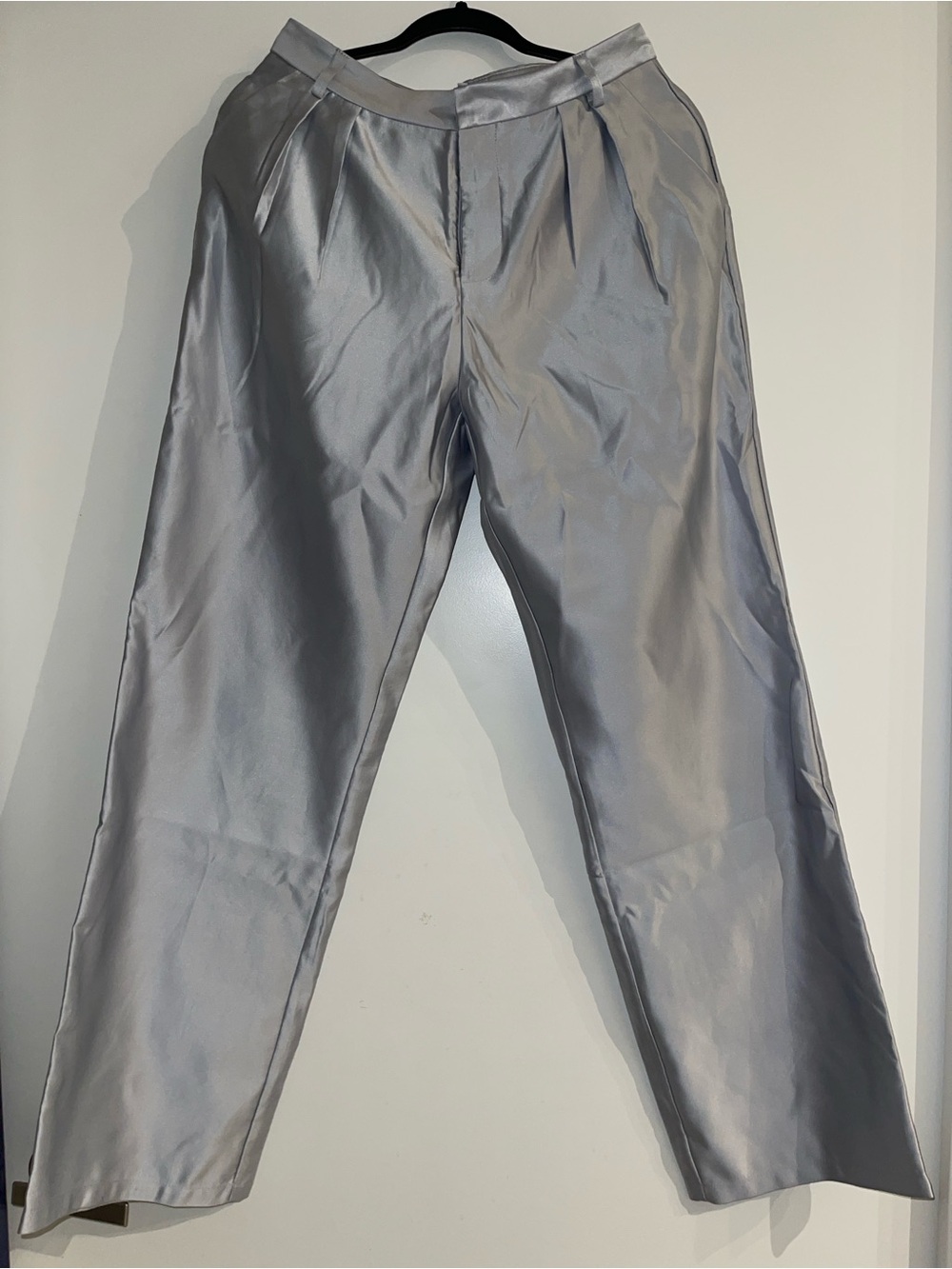 Classic Pleated Silver Men's Dress Pants